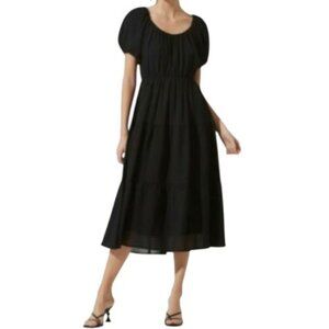 ASTR The Label Black Smocked Tiered Midi Dress Size XS 54146